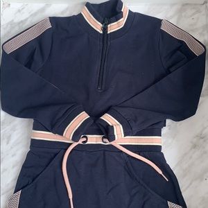 NWT Girls Pink & Navy Long Sleeve Pocket Dress